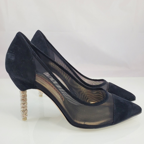 NWT$650 SOPHIA WEBSTER Jasmine Crystal Point Cap Toe Suede Mesh Pump Heel 39 8.5 - Picture 9 of 16